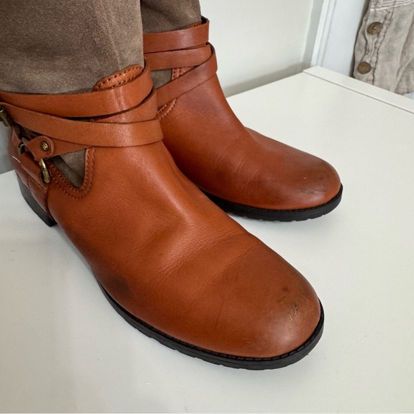 Ralph Lauren Chestnut and Taupe Riding Boots Suede Leather Wrap Hardware Riding - Picture 5 of 8